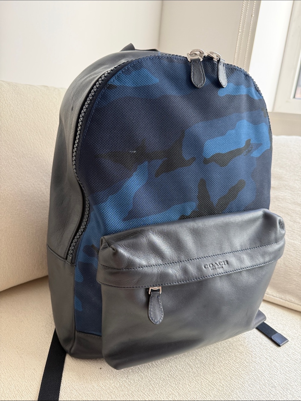 Coach Men's Navy and Black Camo Backpack